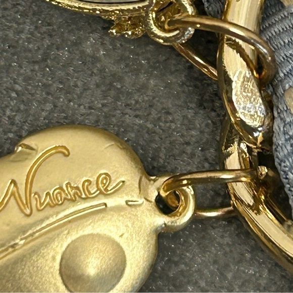 NUANCE gray faux pearl beaded flower leaf rhinestone believe chunky necklace - Picture 8 of 11